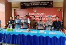 Musnahkan 2,9 Kg Sabu dan Ratusan Ekstasi, 35 Tersangka Diamankan di Polda Sumsel